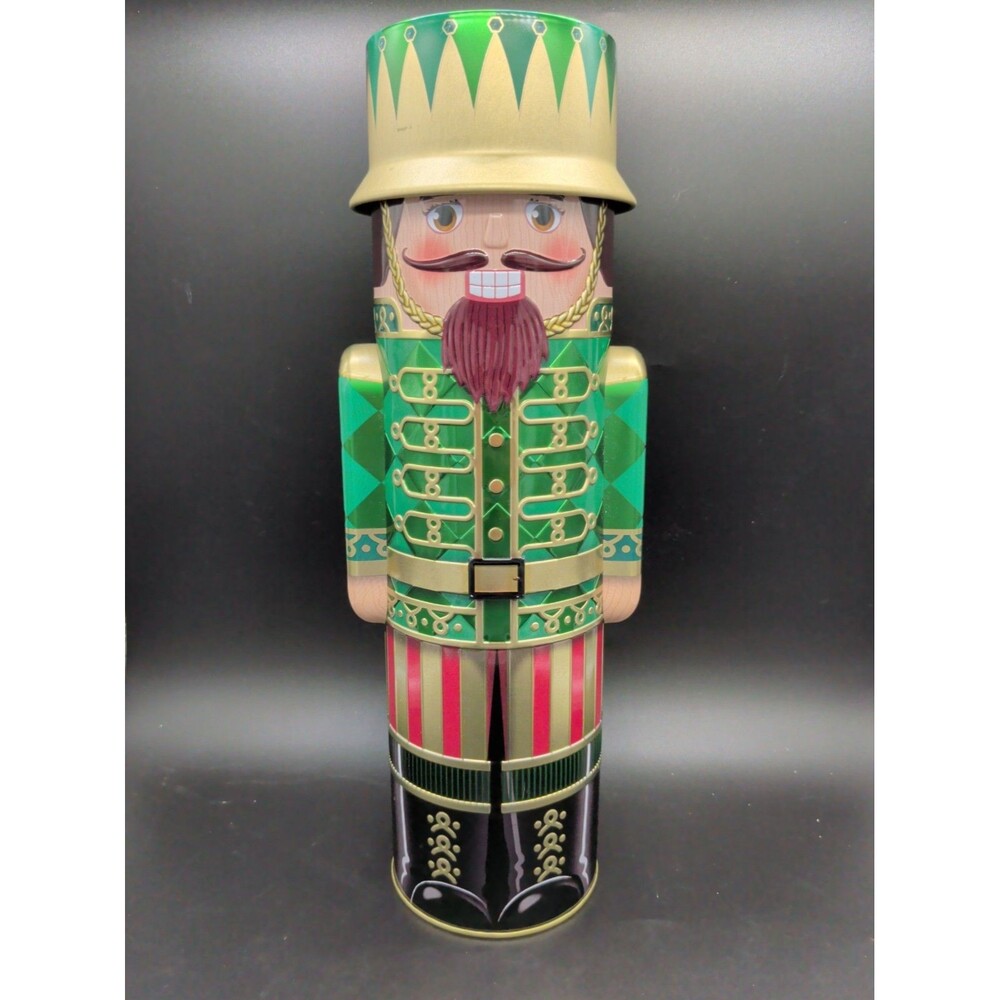 Silver Crane Co. Nutcracker Tin Green Soldier Italy Chocolate Truffles 12" Empty